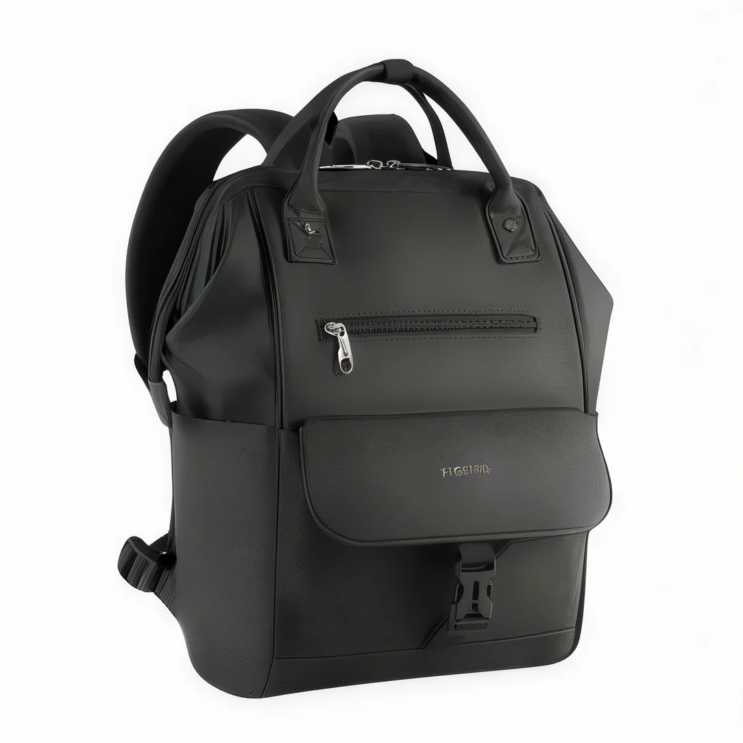 Sac à dos élégant femme Alma I en cuir noir avec poignées supérieures