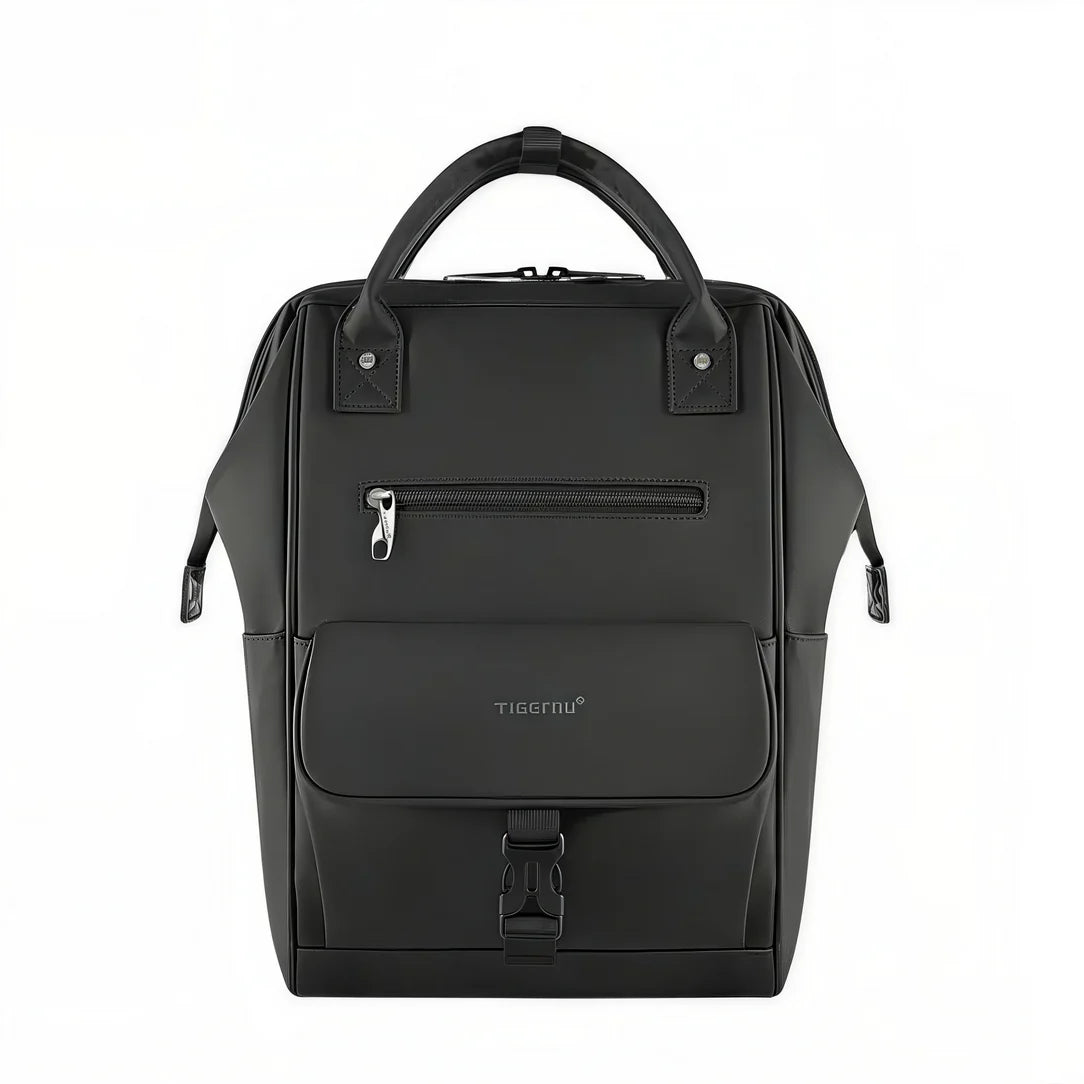 Sac à dos élégant femme Alma I en cuir noir avec poignée supérieure