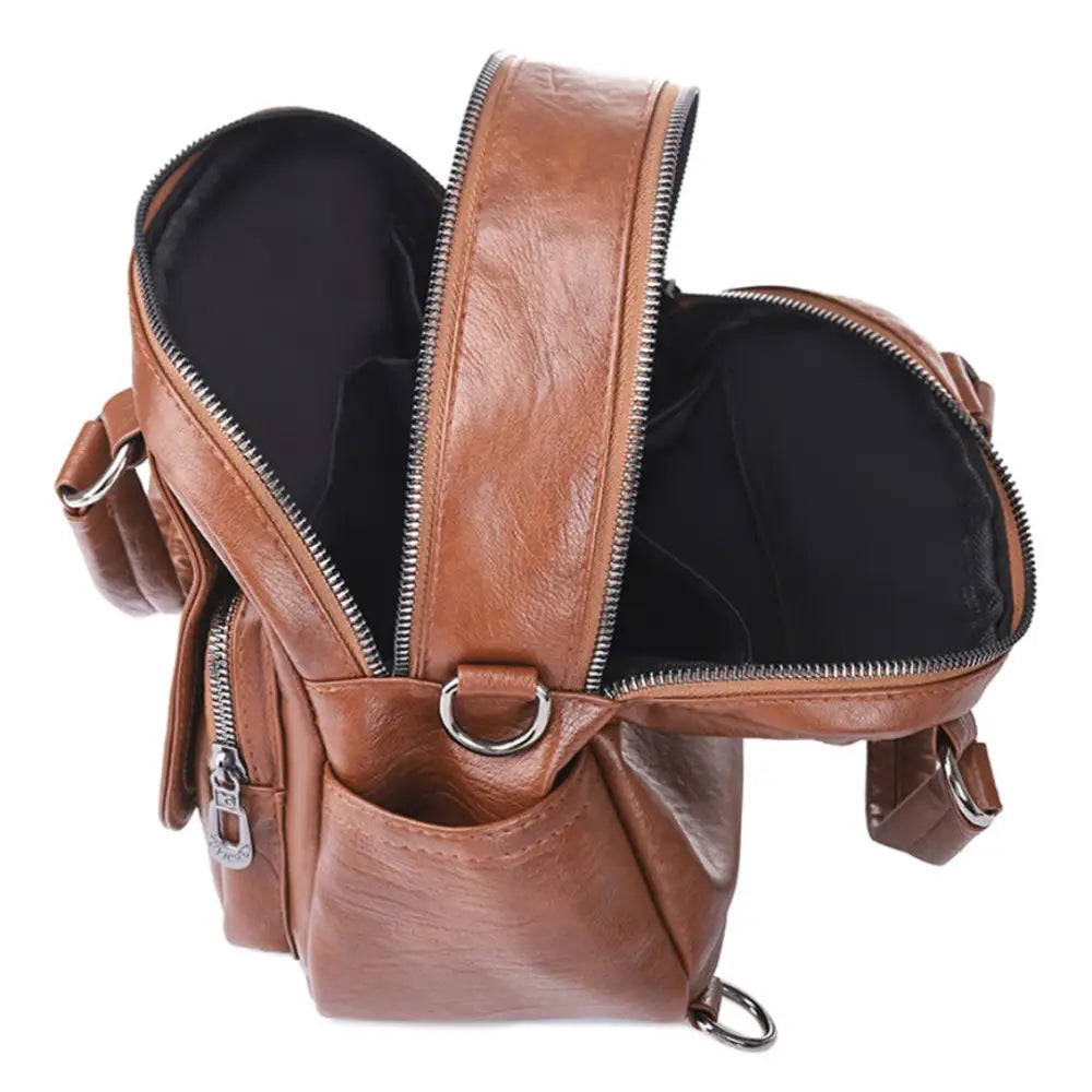 Sac à dos en cuir de ville Serano ouvert en brun marron pour homme