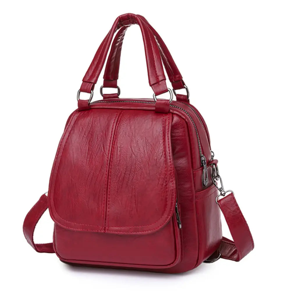 Sac à dos en cuir de ville Serano, sac à dos en cuir rouge élégant et pratique