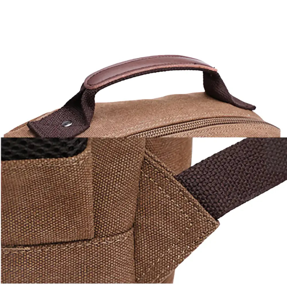 Détails du sac à dos en tissu vintage en canvas marron pour un style Boho authentique