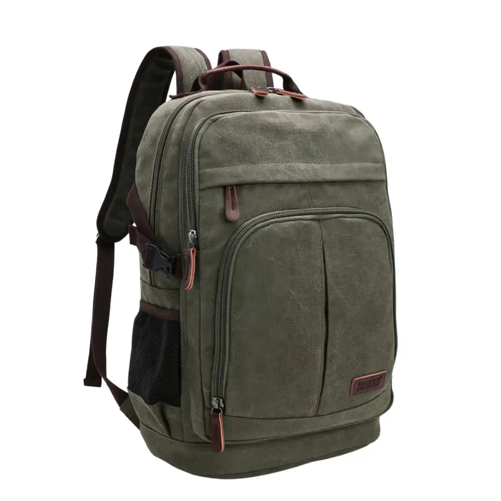 Sac à dos en tissu vintage vert olive pour un style bohème et durable