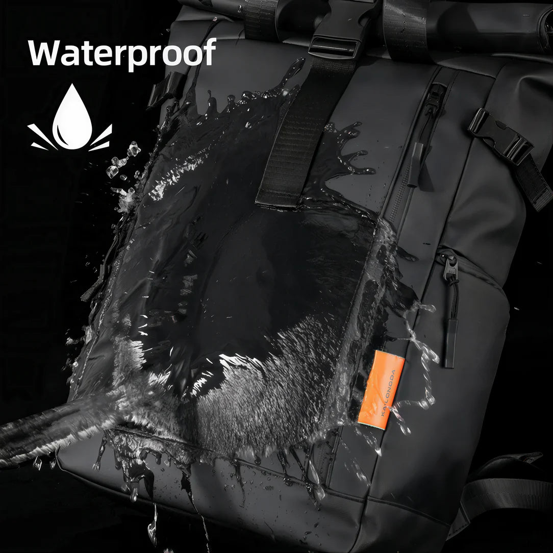 Sac à dos étanche 25L roll top noir pour outdoor et voyage