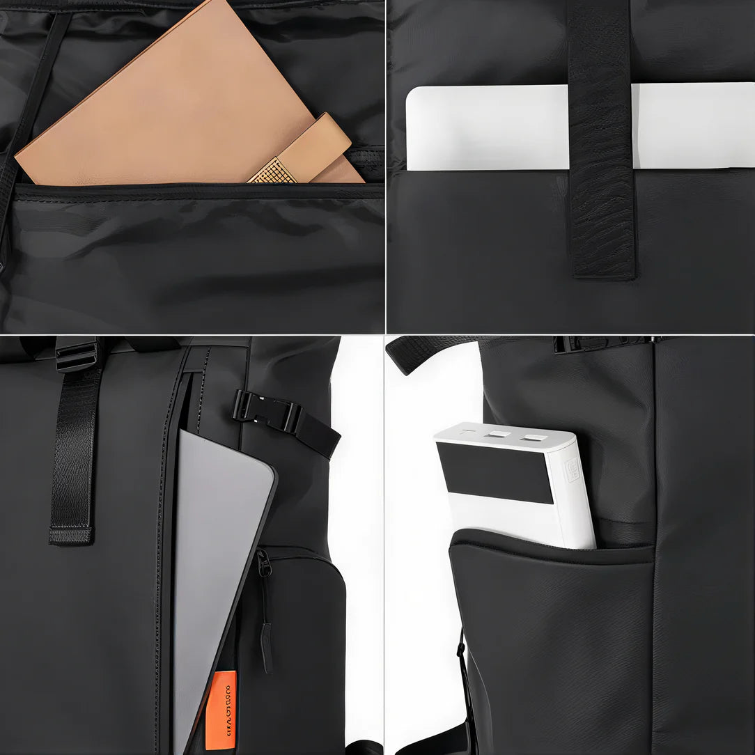 Sac à dos étanche 25L roll top Tango avec plusieurs compartiments black