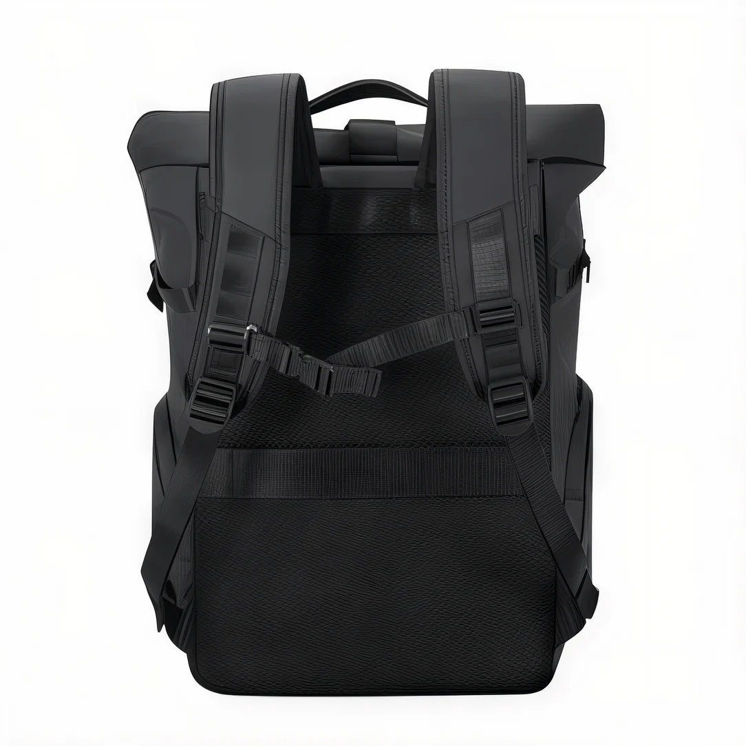 Sac à dos étanche 25L roll top noir pour voyager et randonner efficacement