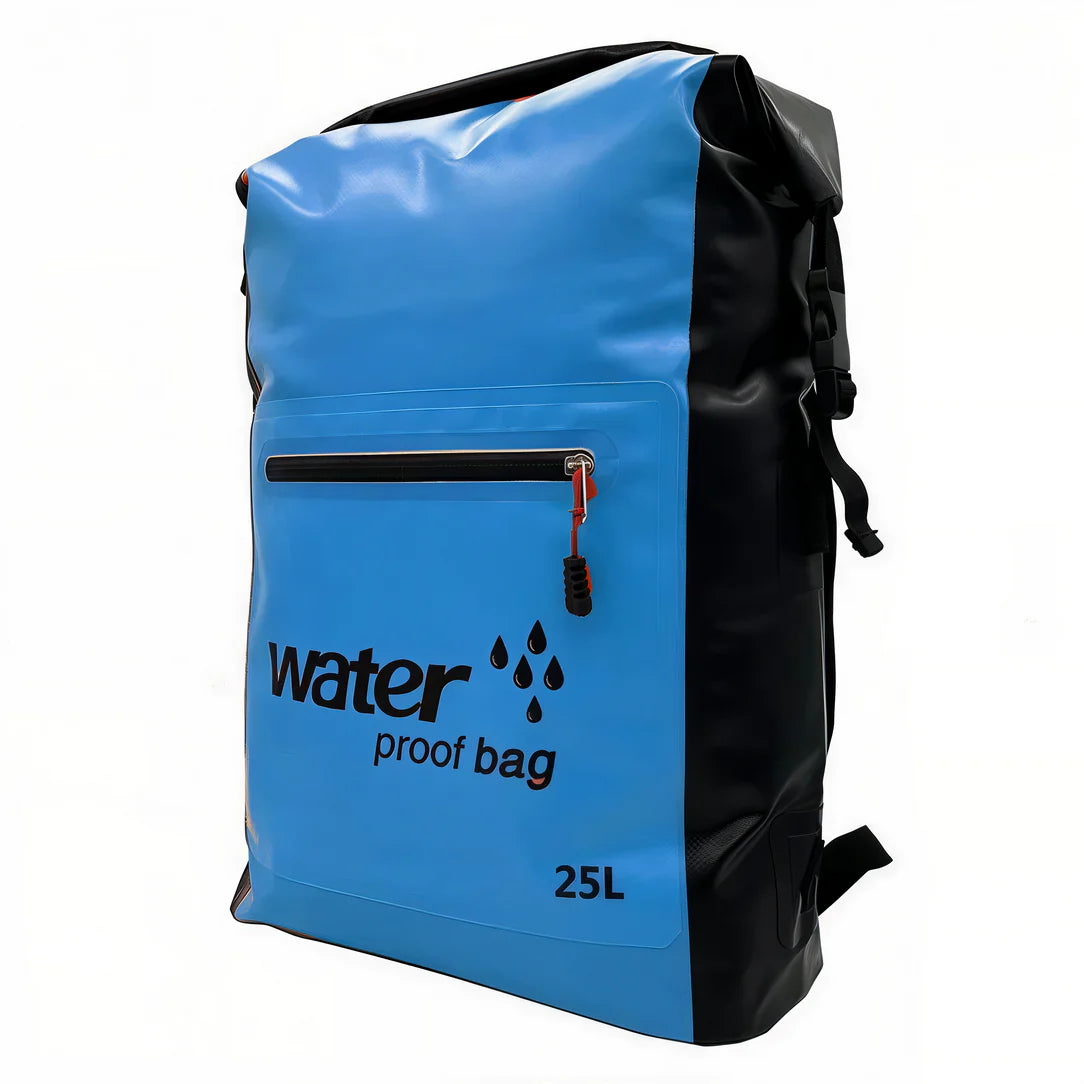 Sac à dos étanche 25L bleu et noir, waterproof et idéal pour l outdoor