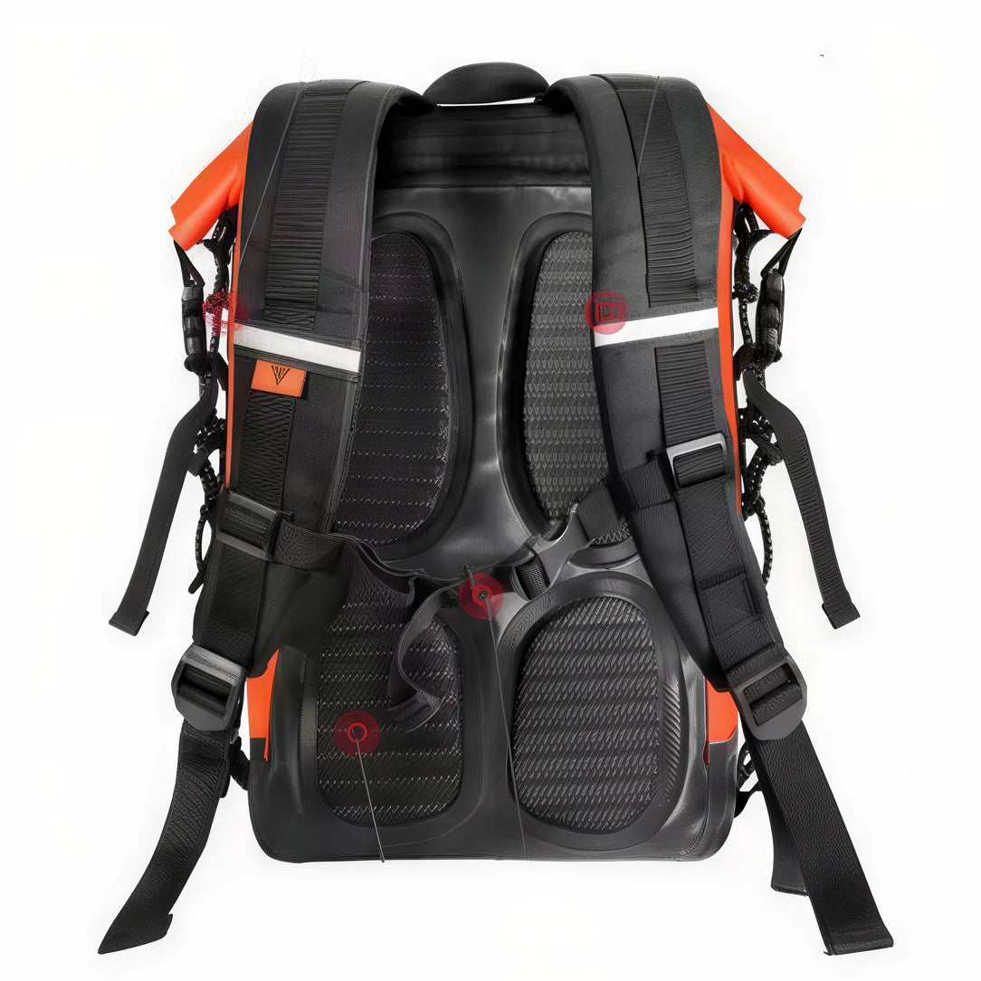 Sac à dos étanche pour moto MotoWolf 30L avec rouleau et dos rembourré