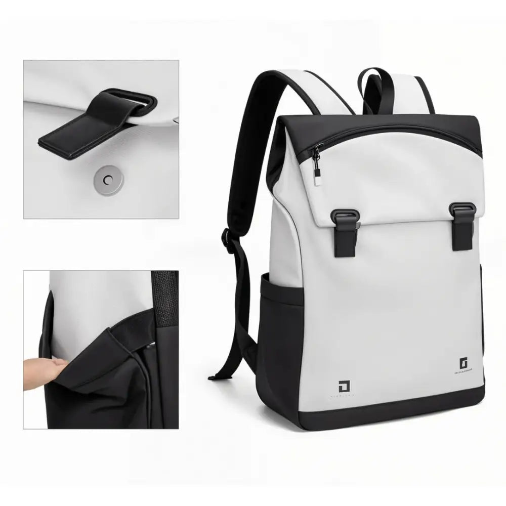 Sac à dos fashion Vogetti en blanc et noir, essentiel dans vestiaire contemporain