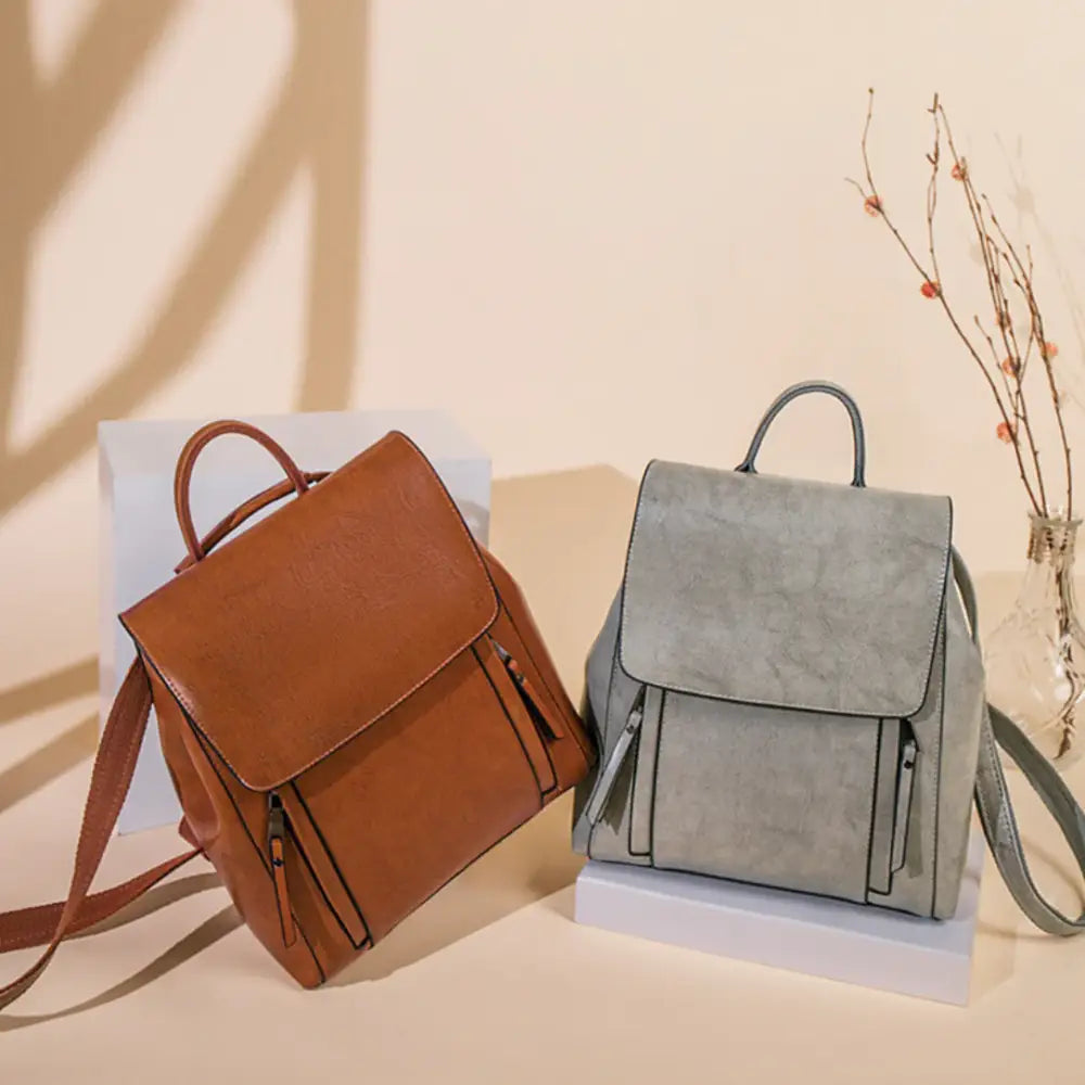 Deux sacs à dos femme cuir chic en similicuir premium Vittorio