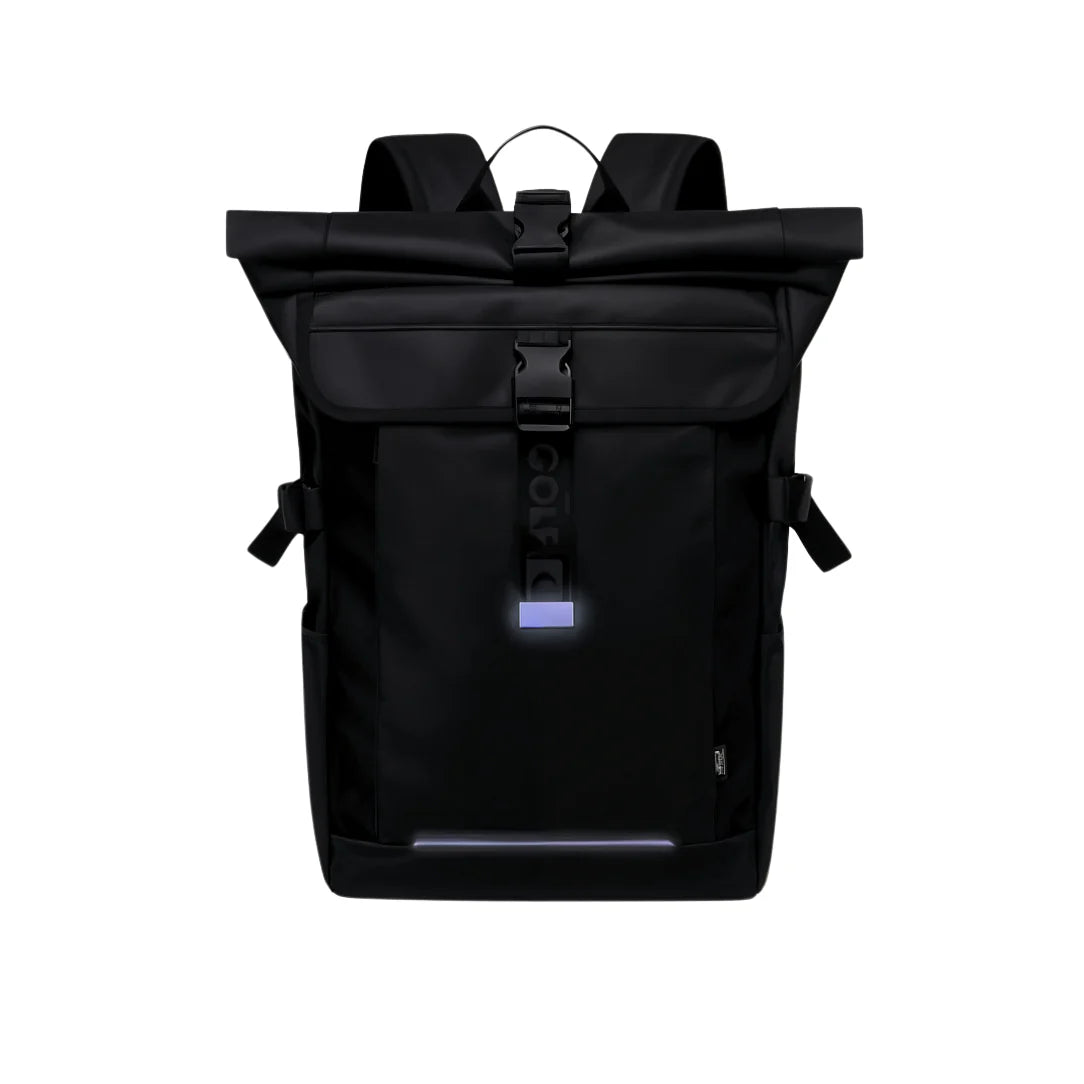 Sac à dos à roulettes noir.