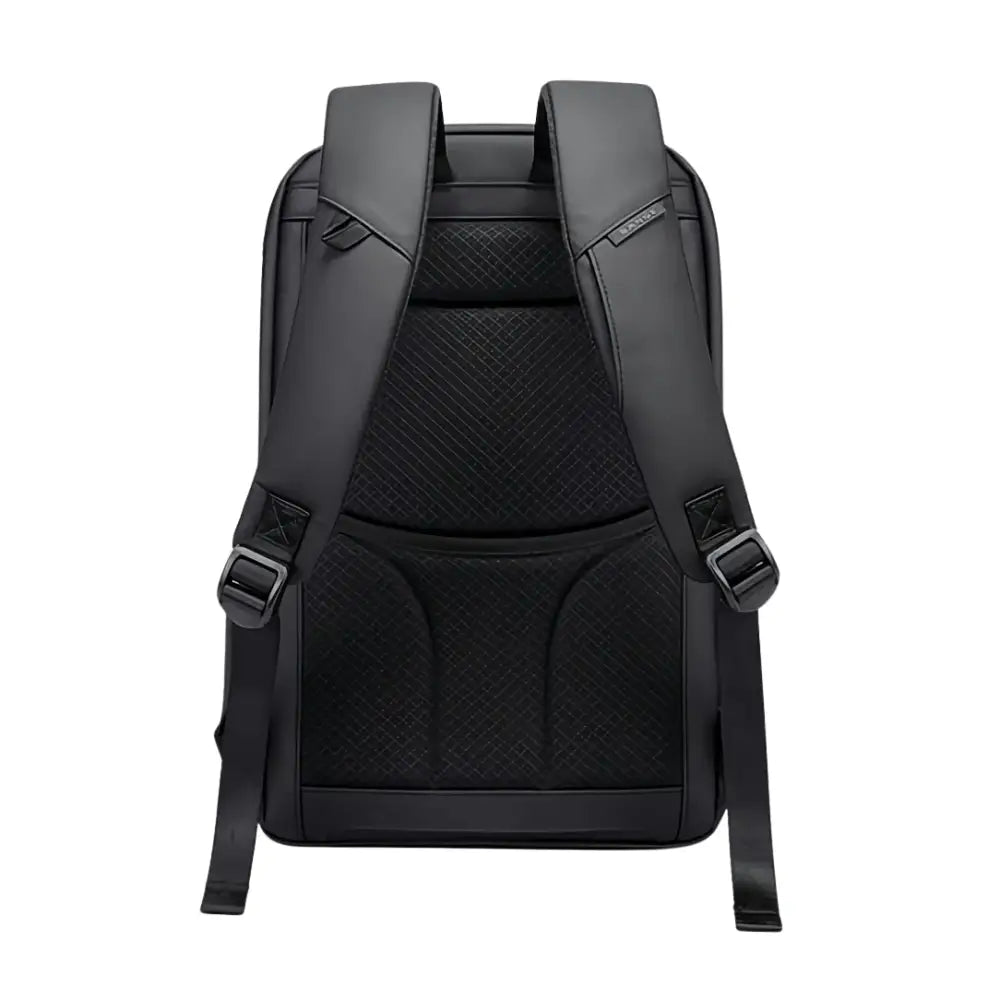 Sac à dos noir avec bretelles rembourrées.