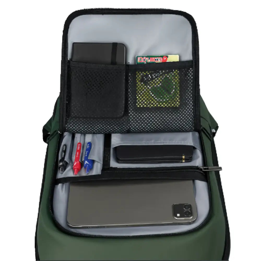 Sac à dos ordinateur 14 pouces Aéro I ouvert vert avec poches de rangement organisées