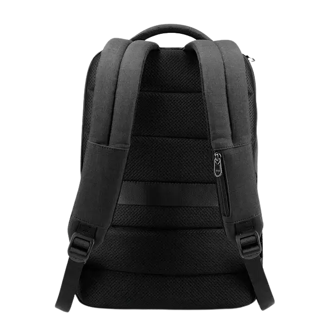 Sac à dos noir avec bretelles rembourrées.