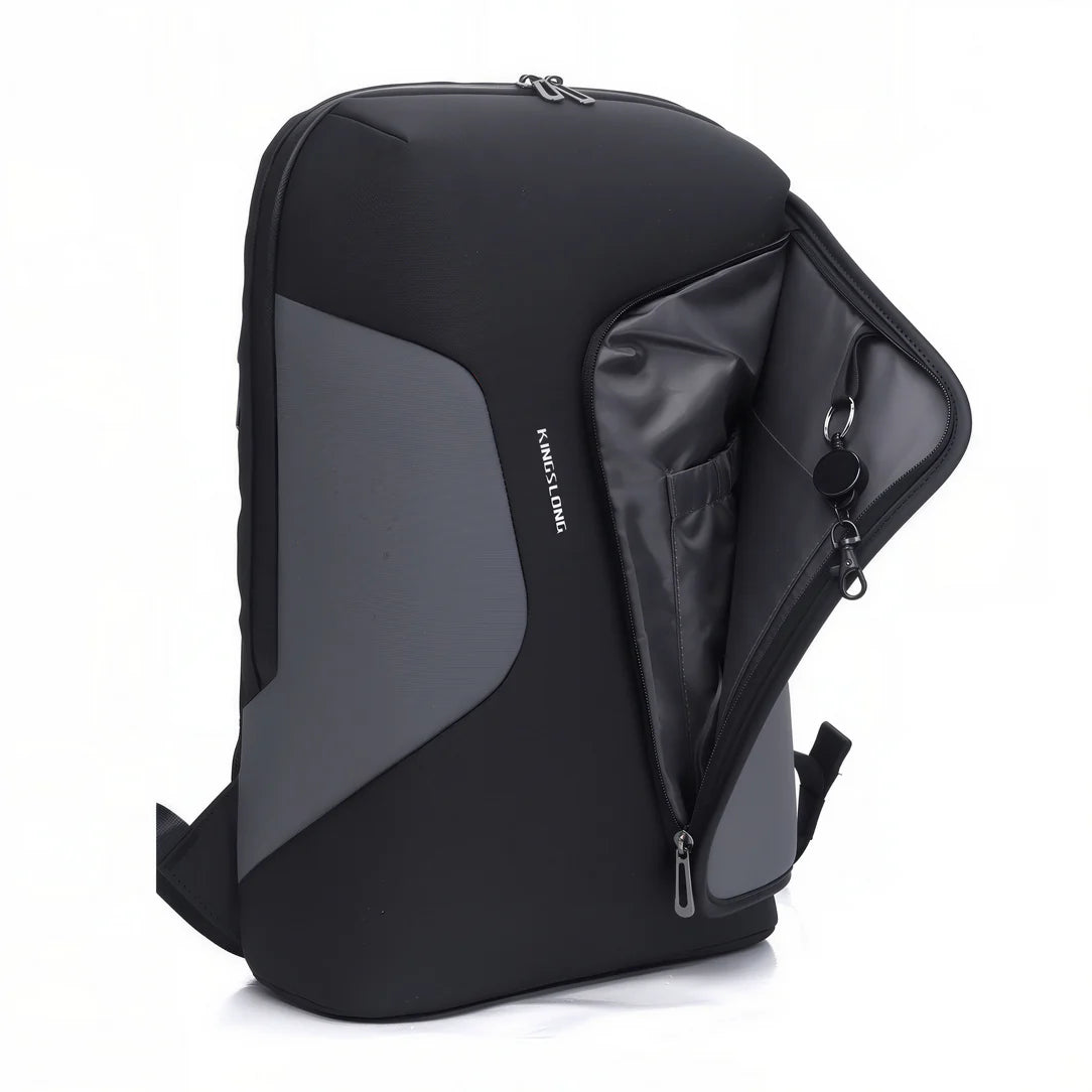 Sac à dos ordinateur étanche Aquenox noir et gris avec compartiment ouvert