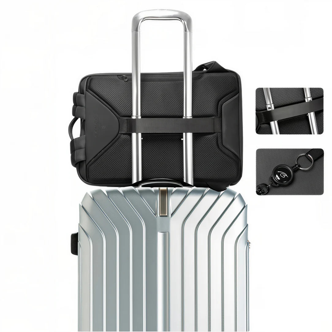 Valise argentée avec sac noir attaché pour Sac à dos ordinateur étanche Aquenox