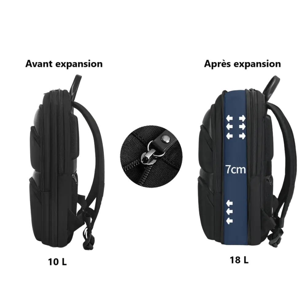 Sac à dos ordinateur professionnel noir avec fermeture éclair pour un look élégant