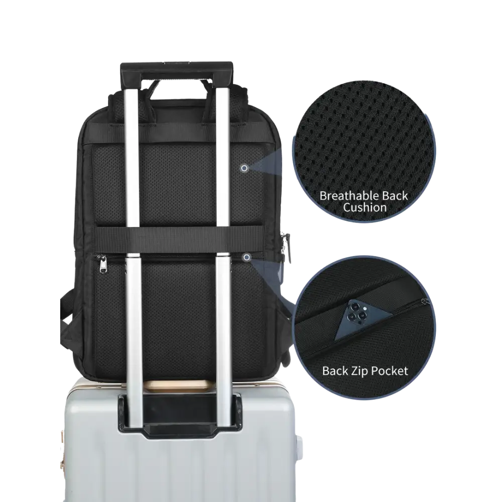 Sac à dos ordinateur professionnel noir avec passage pour poignée de bagage - Workline