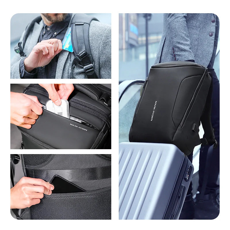 Sac à dos noir avec plusieurs poches.