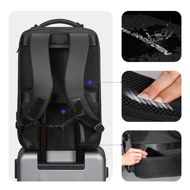 Sac à dos noir avec dos en maille respirante.