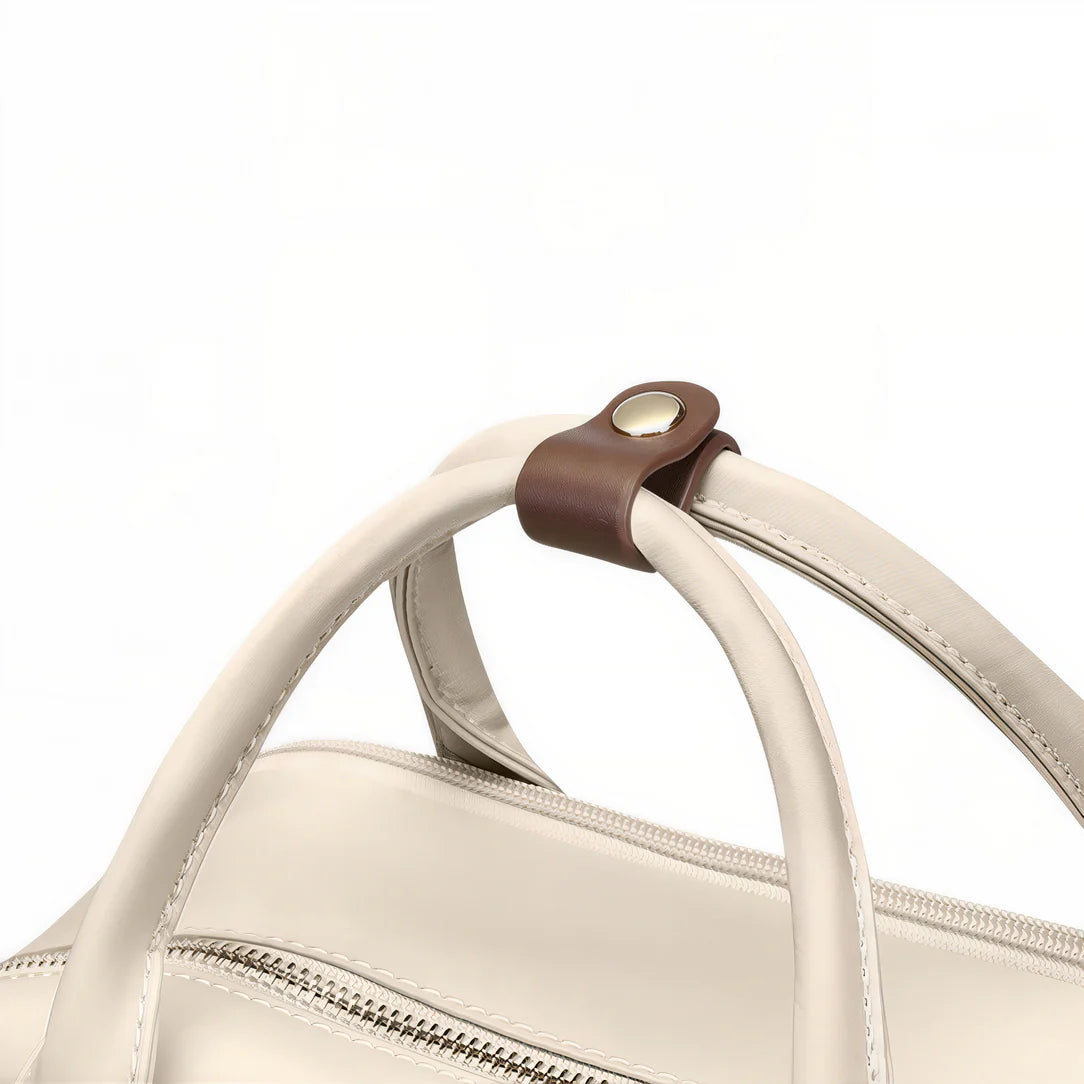 Sac à dos pratique femme Golf Femina avec beige tissu et poignée en cuir marron