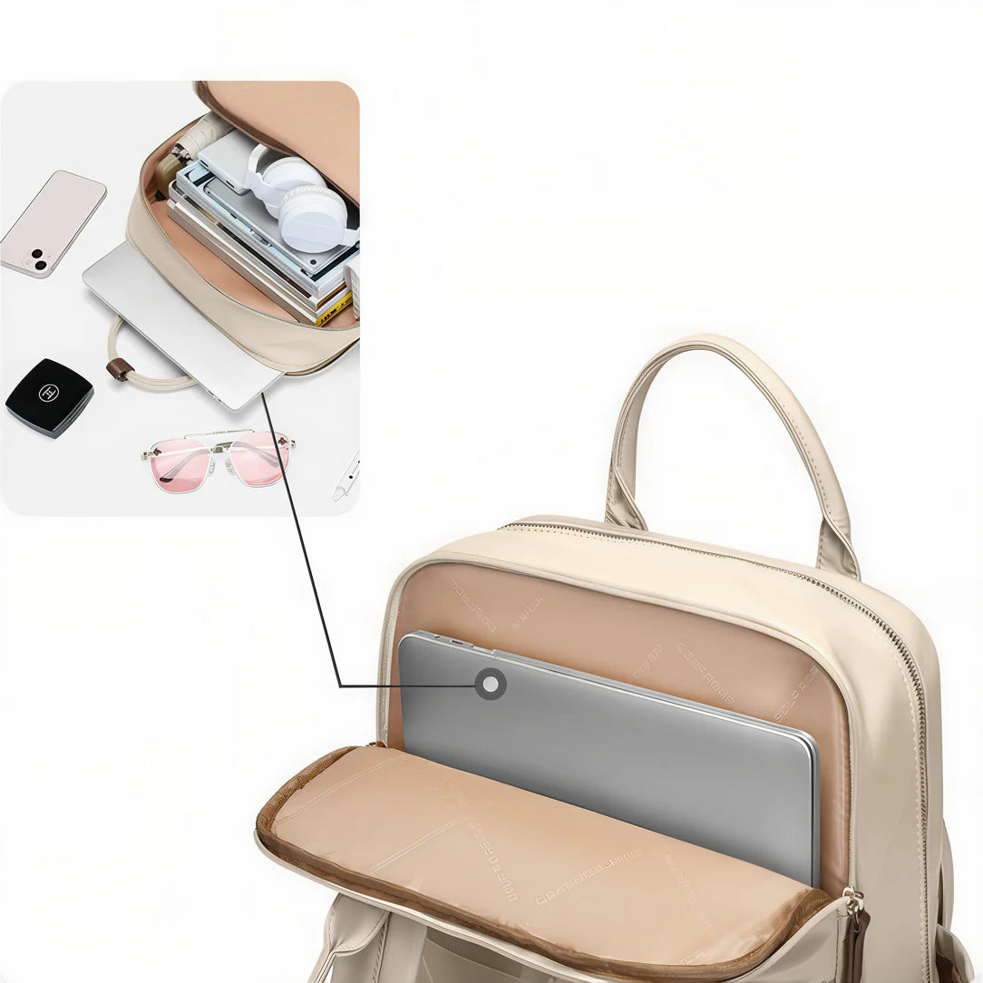 Sac à dos pratique femme Golf Femina avec compartiment pour tablette et design beige