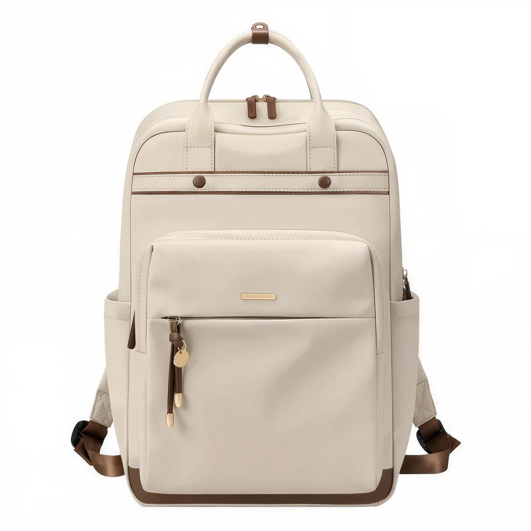 Sac à dos pratique femme golf femina en cream avec accents marron pour besoin d’un style élégant