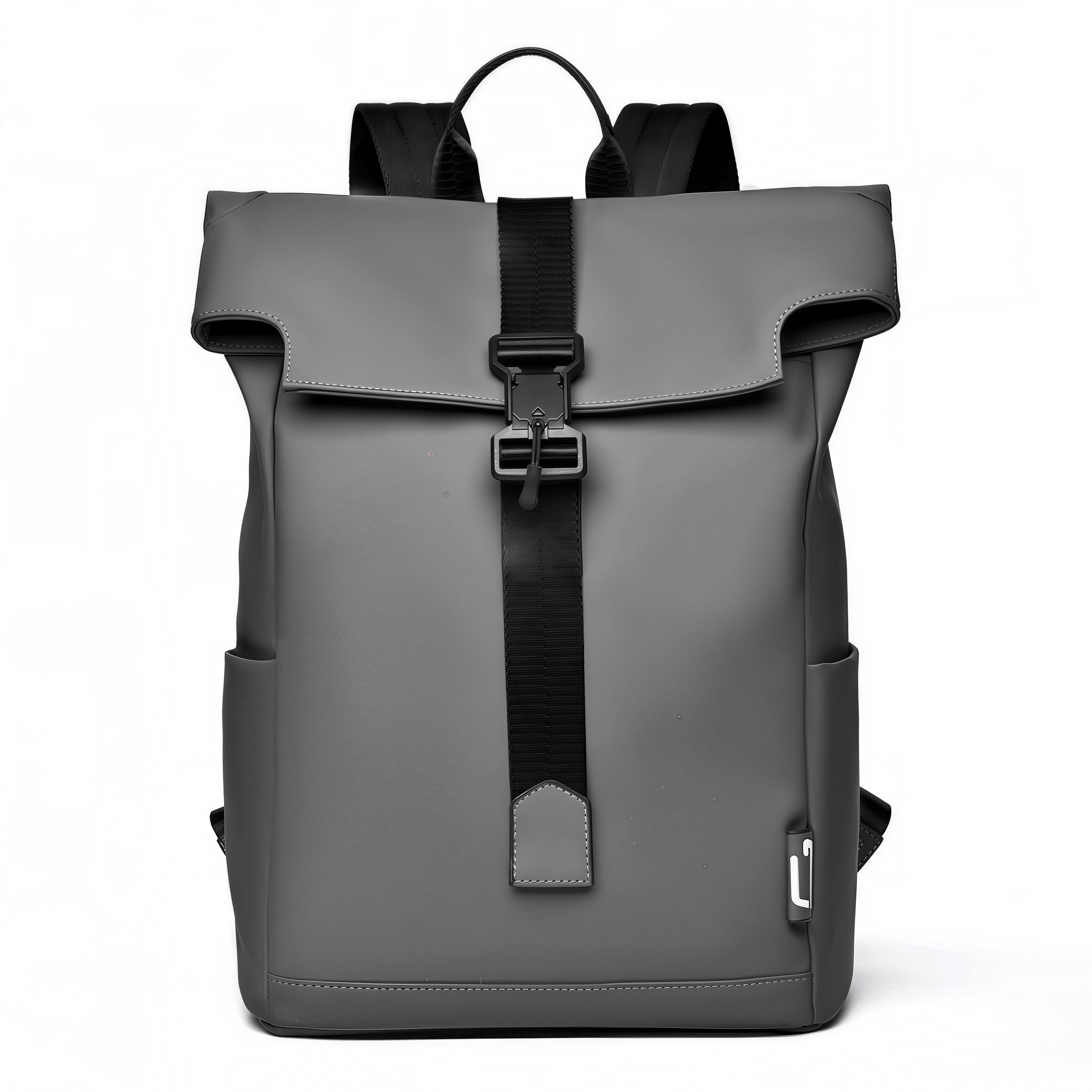 Sac à dos à rabat imperméable Norse gris avec bandoulières noires