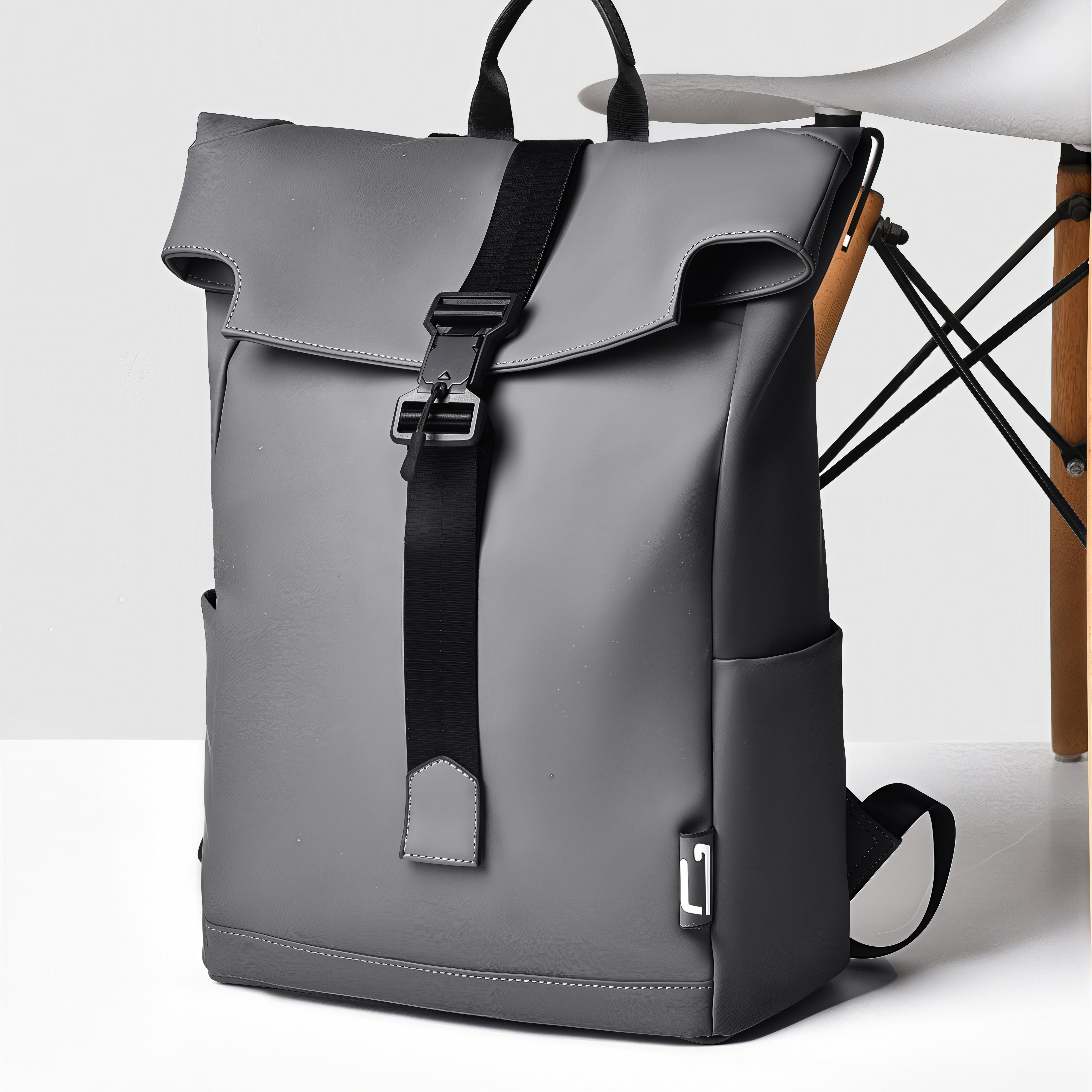 Sac à dos à rabat imperméable Norse gris avec sangle noire