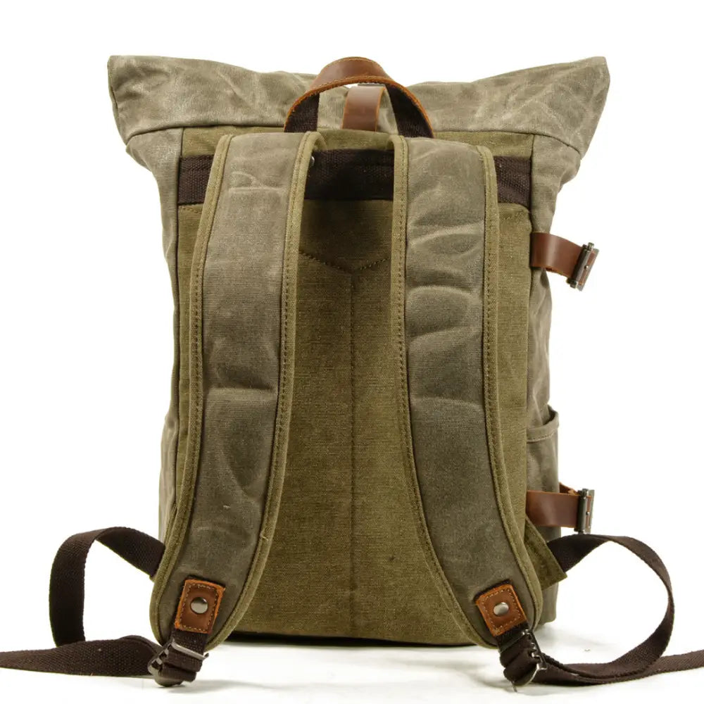 Sac à dos rétro vintage en toile olive vert pour un style tendance et pratique