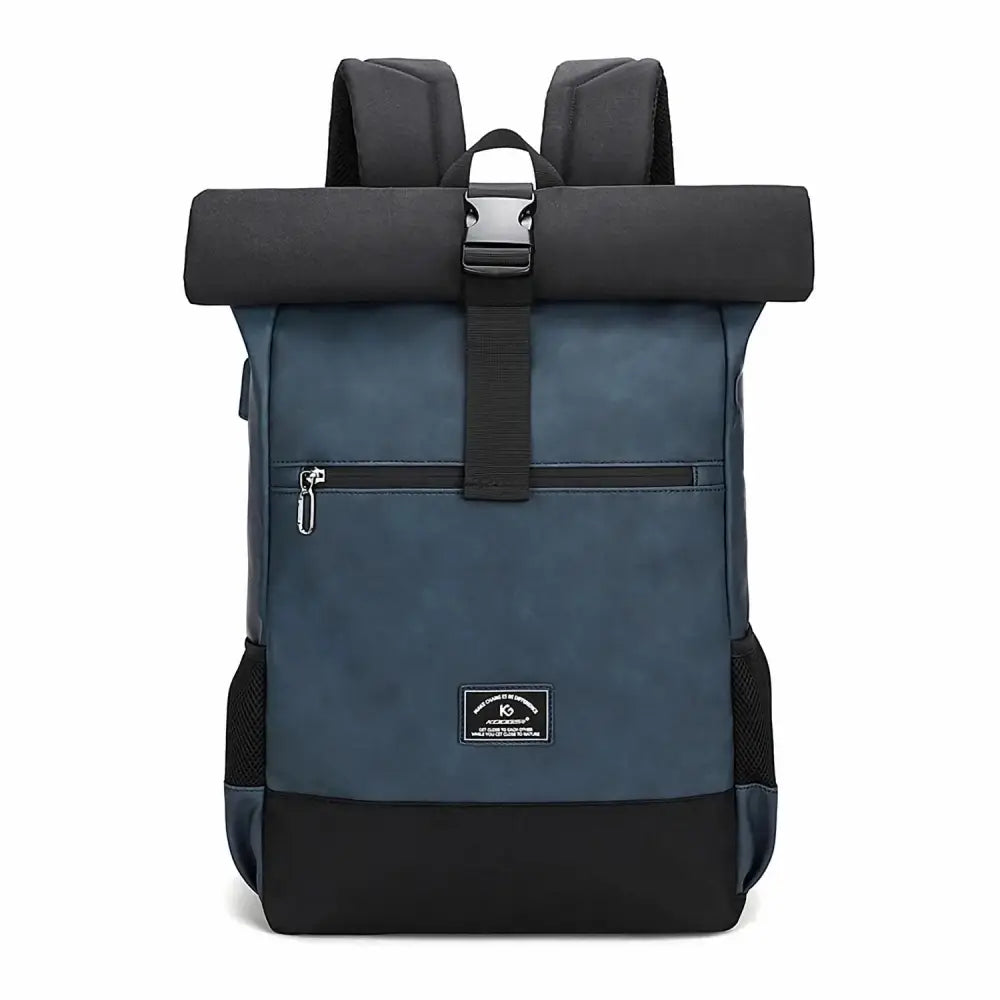 Sac à dos à roulettes bleu et noir.