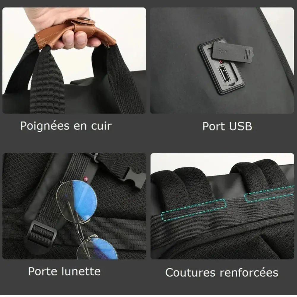 Sac à dos roll top homme Nero avec fonctionnalités pratiques et design moderne