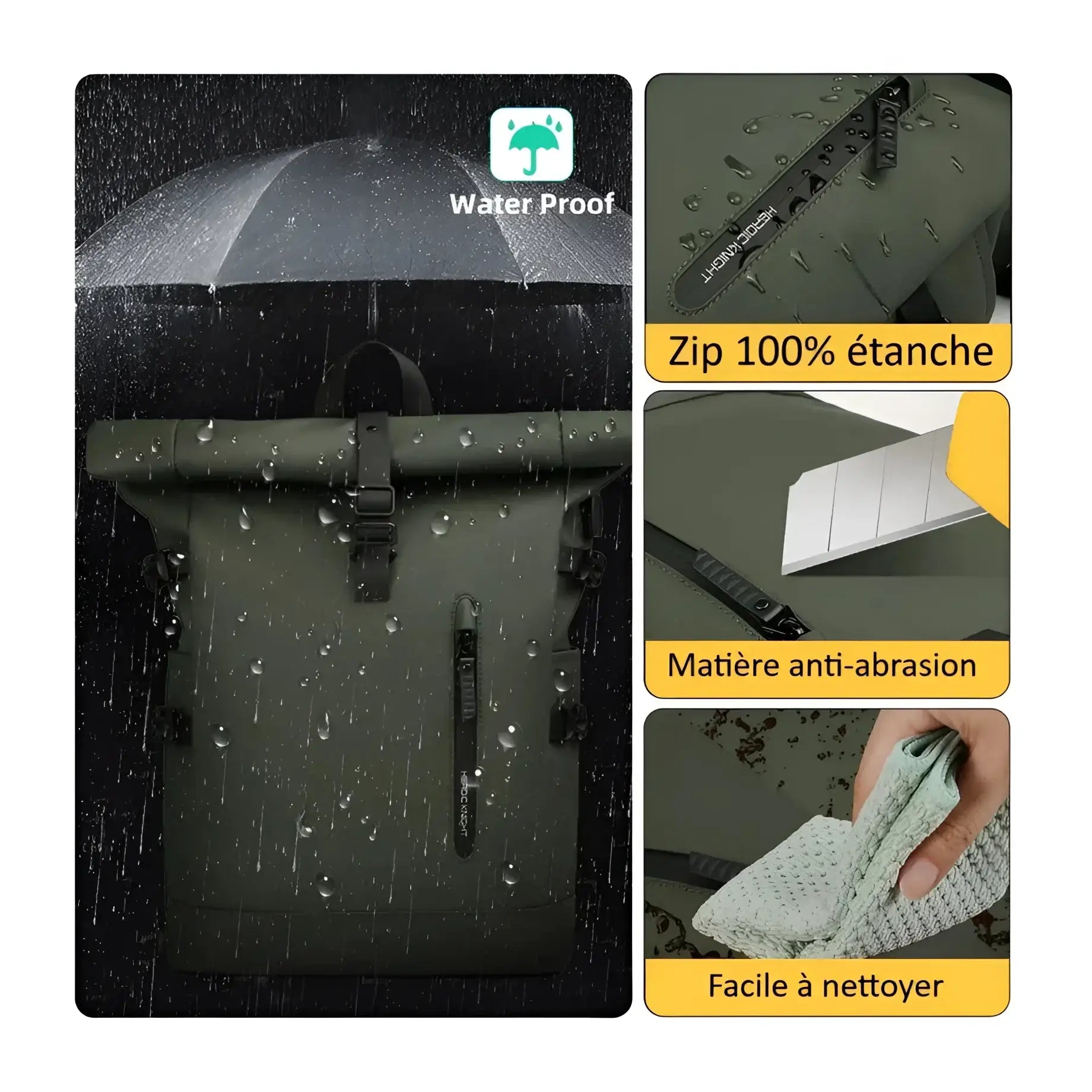 Sac à dos imperméable et anti-abrasion.