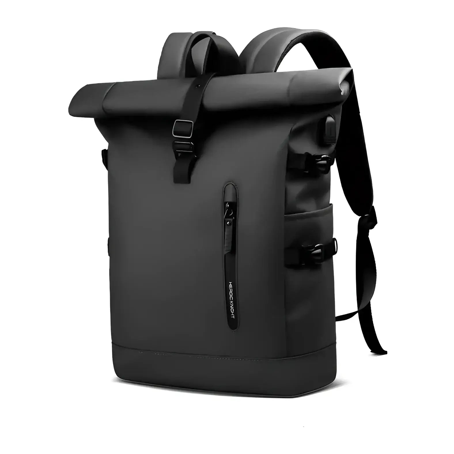 Sac à dos à roulettes noir.