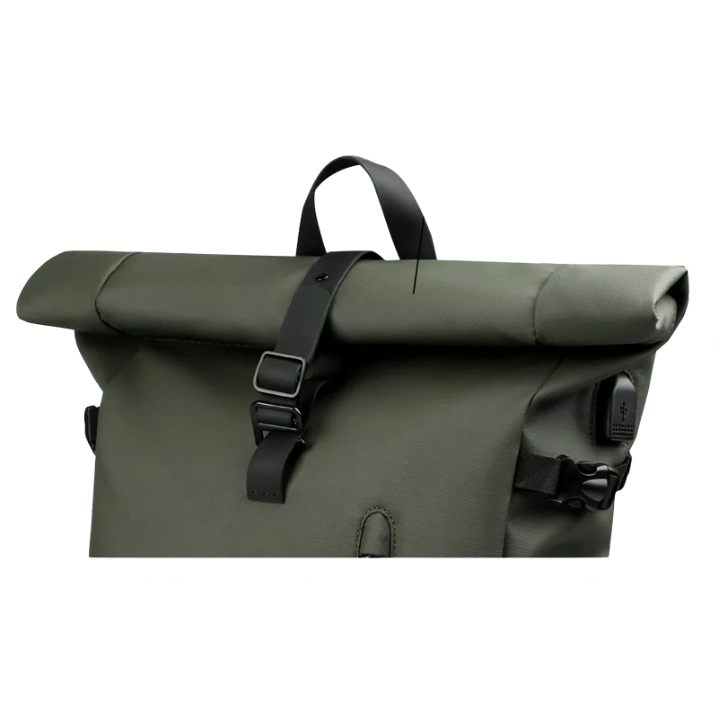 Sac à dos à roulettes vert olive.