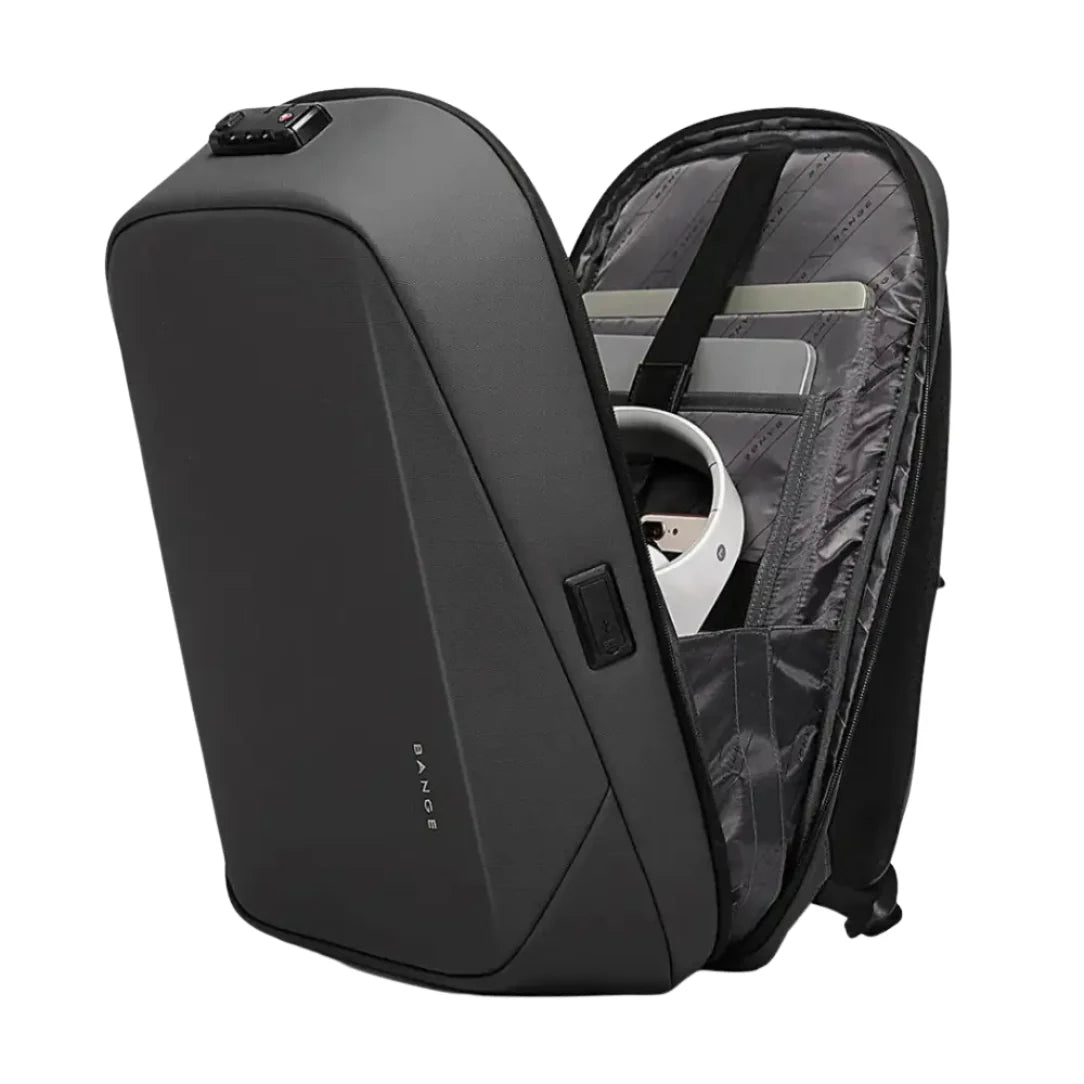 Sac à dos sécurisé SecurePack II ouvert en gris foncé pour ordinateur portable