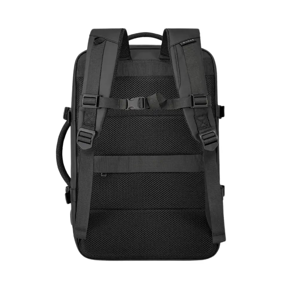 Sac à dos noir avec bretelles.