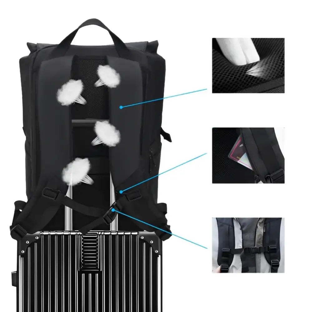 Sac à dos ville imperméable Hydra avec ventilation et sangle à bagages