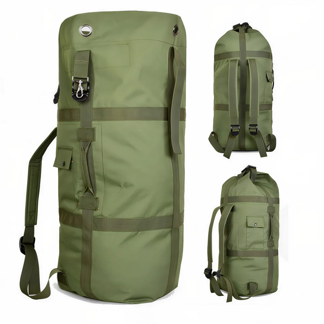 Sac à dos voyage 80l en vert olive, robuste et pratique pour l’aventure