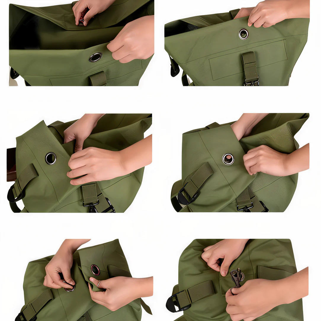 Sac à dos voyage 80l en toile olive verte pour aventure et outdoor