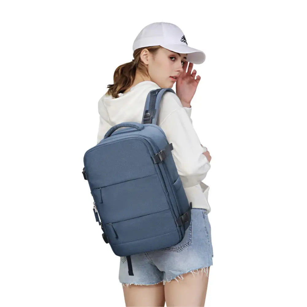 Sac à dos voyage cabine 40x25x20 Skyfold en bleu rectangulaire idéal pour voyage cabine