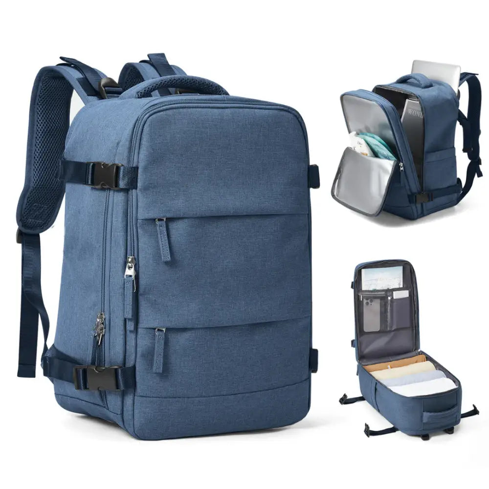 Sac à dos voyage cabine 40x25x20 Skyfold avec plusieurs compartiments et couleur bleue