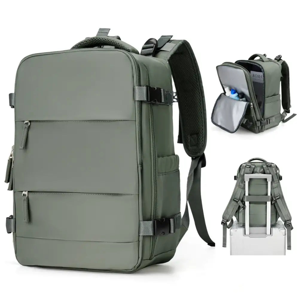 Sac à dos voyage cabine 40x25x20 gris avec plusieurs compartiments pour voyage cabine