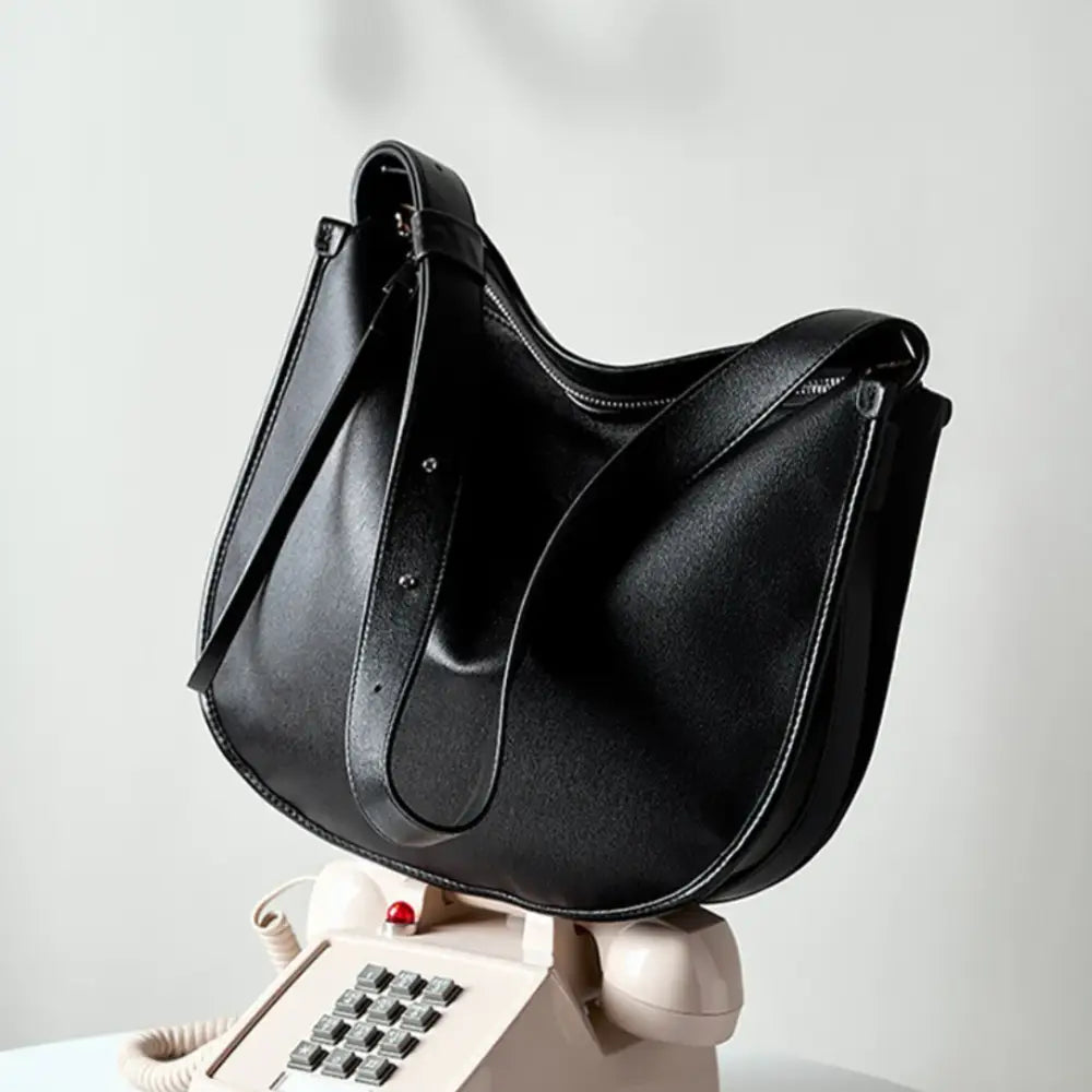 Sac à main chic en cuir noir pour femme, sac à main élégant et tendance