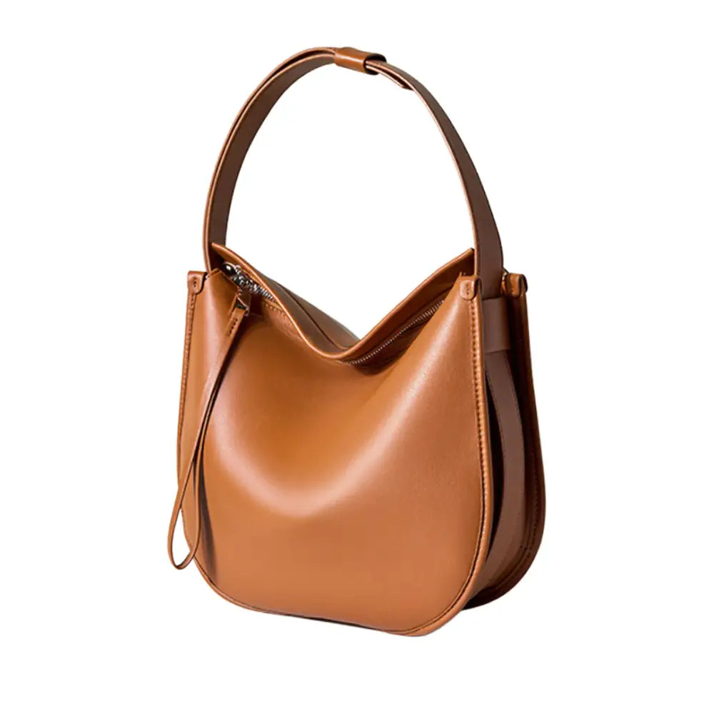 Sac à main chic Vélia en cuir marron avec poignée élégante pour un look sophistiqué