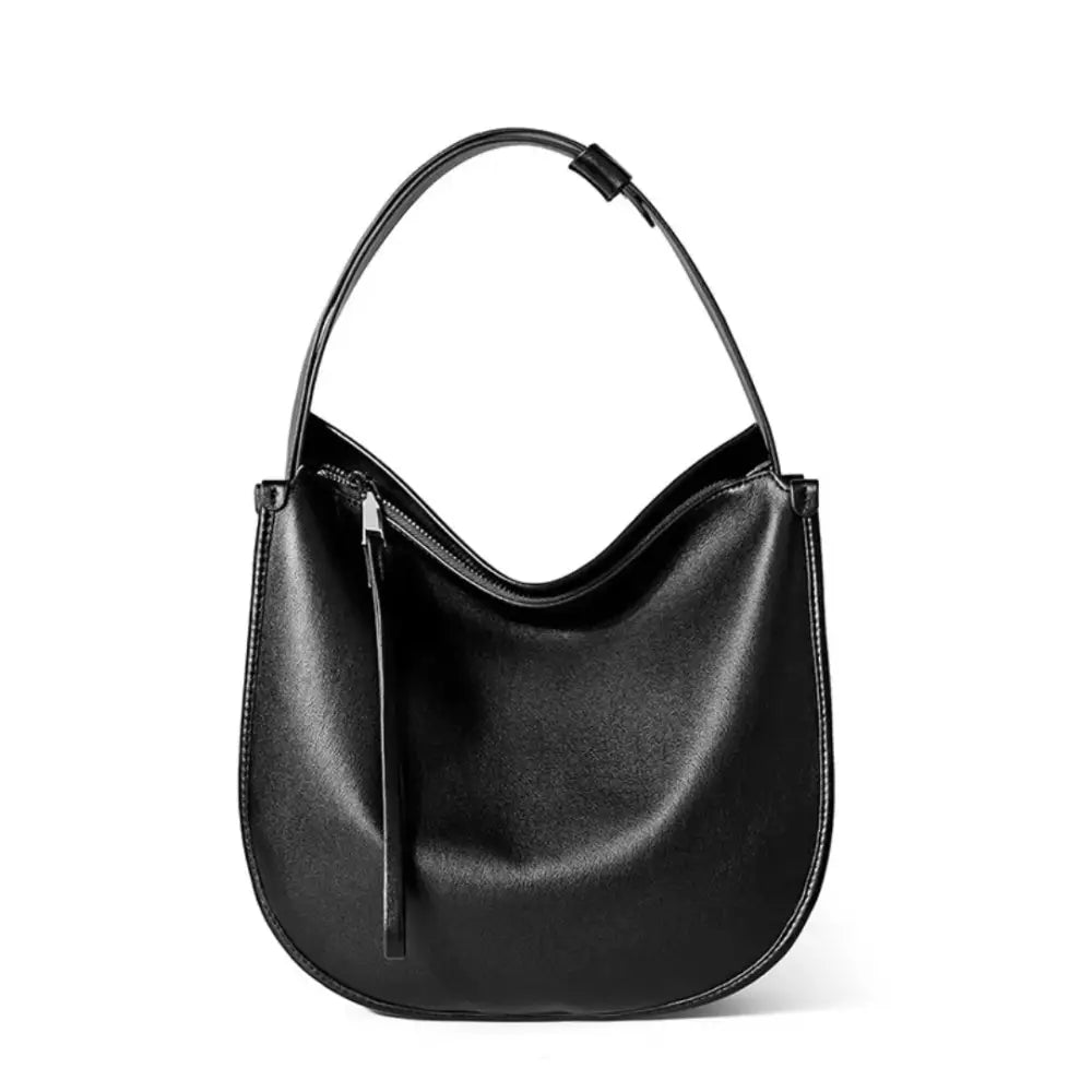 Sac à main chic en cuir noir pour un look élégant et sophistiqué