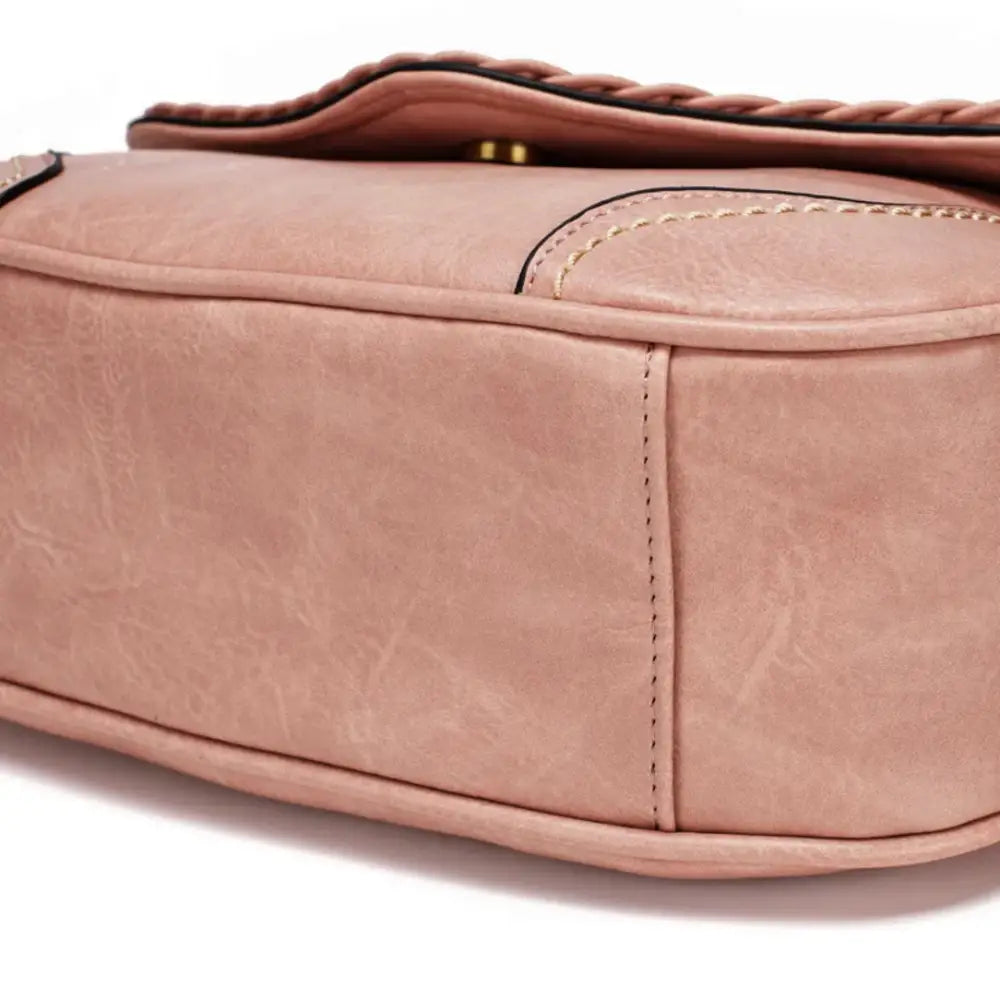 Sac à main cuir vintage rose chic en cuir principal pour une allure élégante