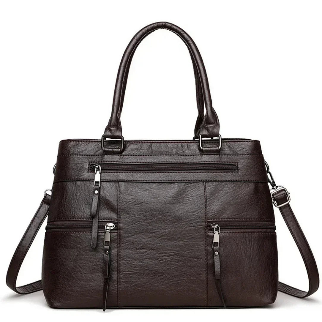 Sac de cour en cuir Vander avec multiple poches zip, élégant cuir Vander et simili cuir