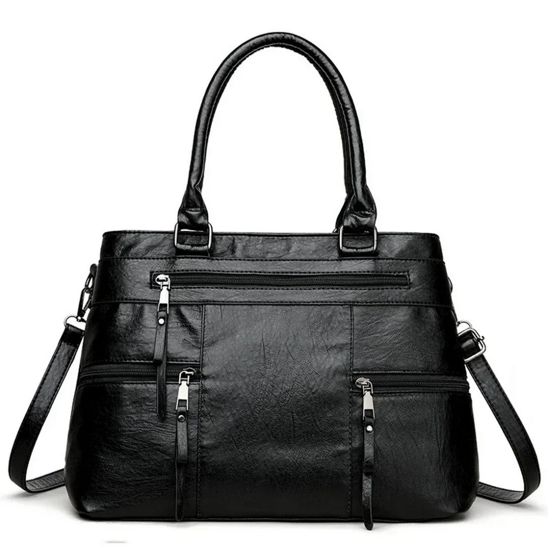 Sac de cour en cuir Vander en simili cuir avec multiples poches zippées