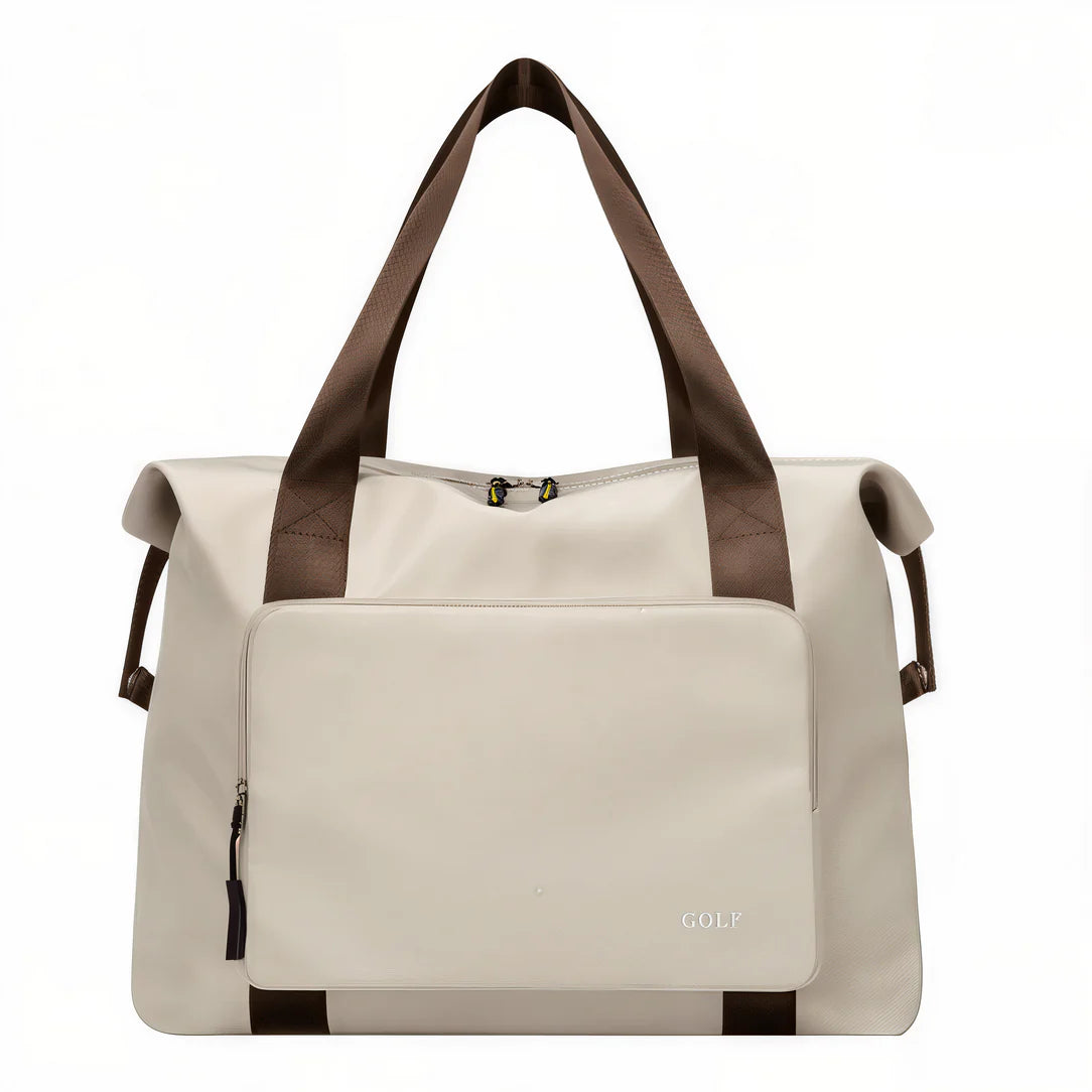 Sac à main de voyage beige avec bretelles marron, sac à main élégant Valmir