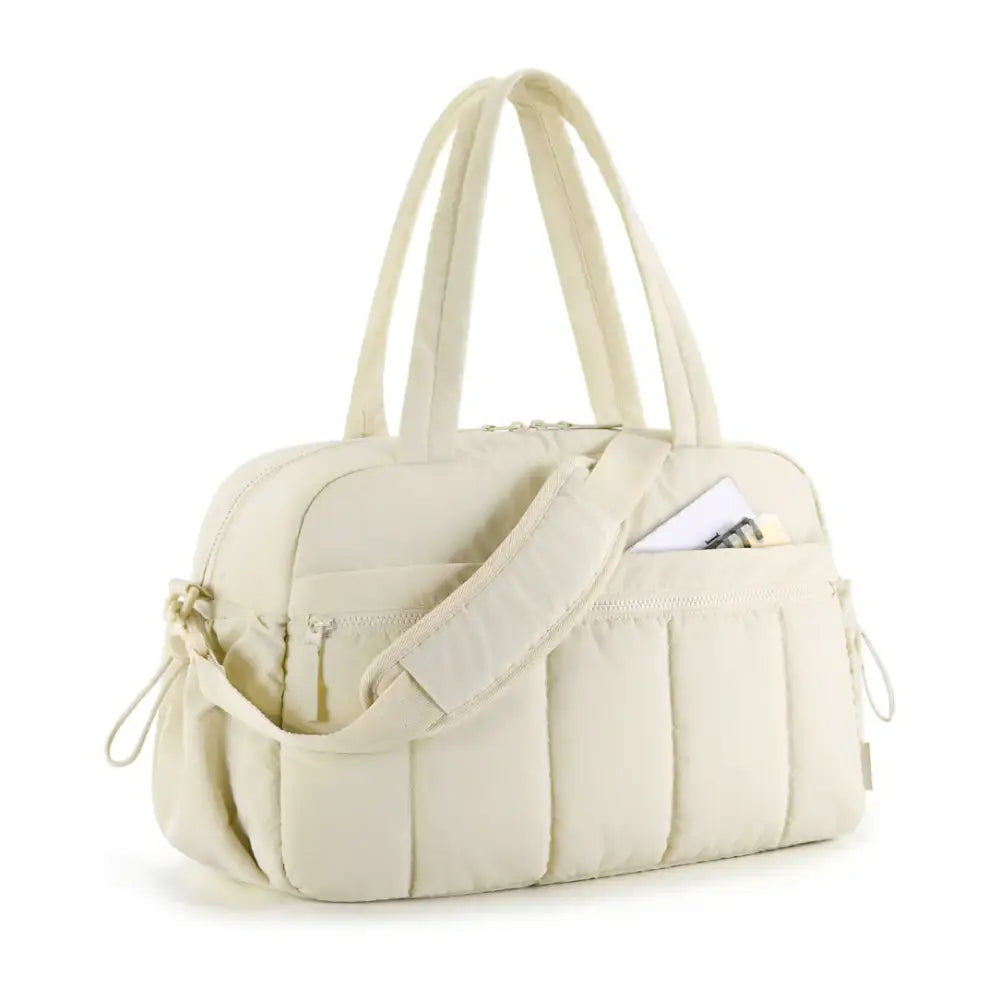 Sac à main d’école en quilting crème avec bandoulière, parfait pour la vie scolaire